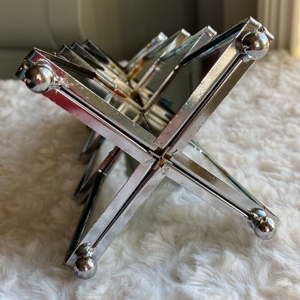 VINTAGE~MIRROR & CHROME~CHRISTMAS TREE~CHROME BALL FEET~NICE~GOOD CONDITION~G2C - Picture 4 of 9